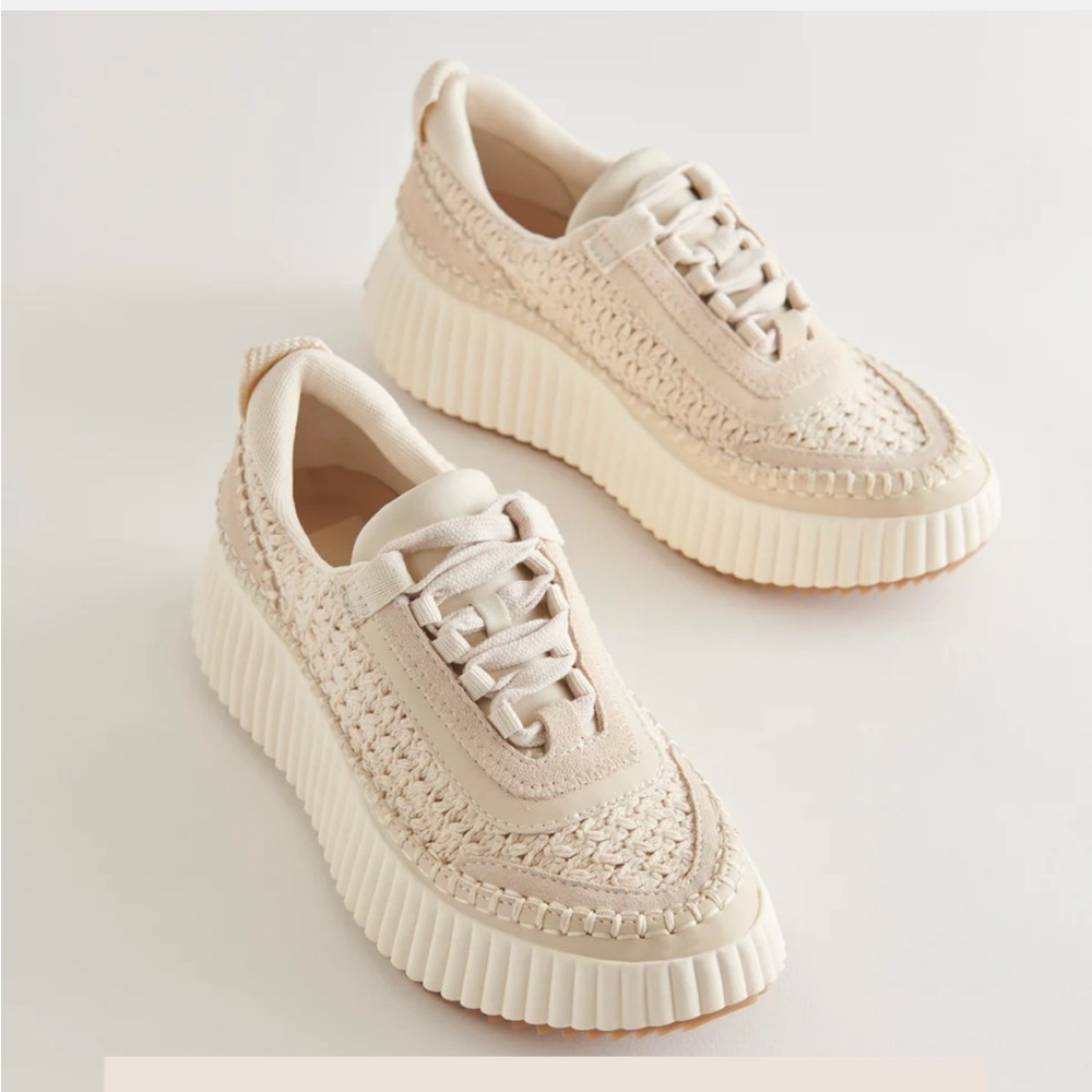 Dolce Vita Cream Woven Platform Sneakers